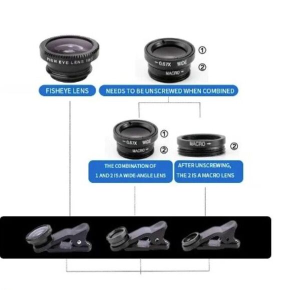 3-in-1 Photo Lens for Android and Apple Phones NIB - Picture 4 of 5